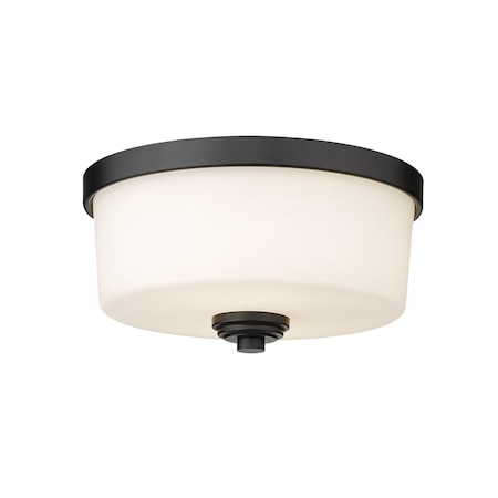 Z-Lite Arlington 2 Light Flush Mount, Matte Black & Matte Opal 220F2-MB